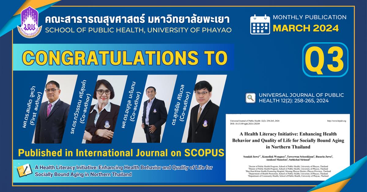 ขอแสดงความยินดีกับอาจารย์ที่ได้รับการตีพิมพ์ในวารสาร ระดับนานาชาติ ขอแสดงความยินดีกับอาจารย์ ที่ได้รับการตีพิมพ์ในวารสาร ระดับนานาชาติ